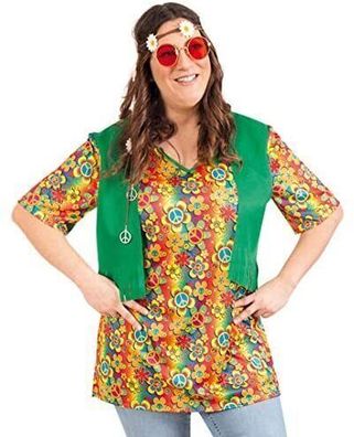 narrenwelt Kostüm Hippie Damen Oberteil in Westenoptik Gr. 46
