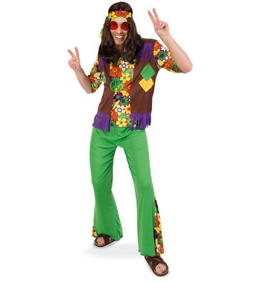 narrenwelt Kostüm Hippie 2-tlg. Damen Herren Unisex Größe M - XL