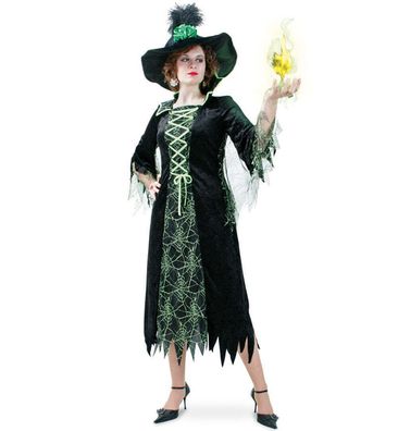 narrenwelt Kostüm Hexe Grusella grün Damen Halloween Kleid 38 - 46