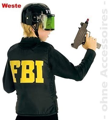 narrenwelt Kostüm FBI Weste Schutzweste Kinder schwarz Gr. 128 Fasching Karneval
