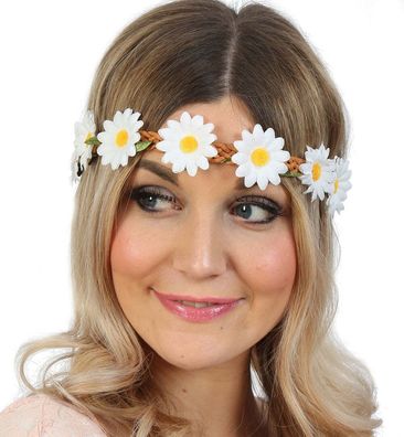 narrenwelt Blumen Haarband Margeriten Hippie Stirnband Headband Flower-Power