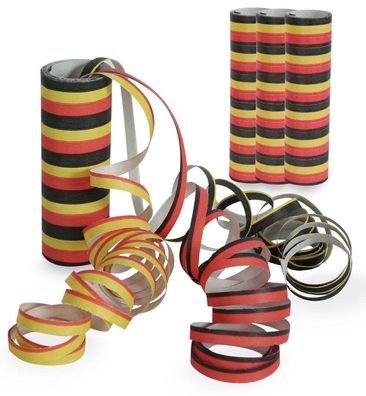 FRIES Fan Luftschlangen 3er Set Deutschland 3 Rollen Schwarz-Rot-Gold