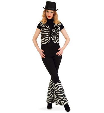 narrenewelt Kostüm Set Zebra Damen Weste + Beinstulpen Gr.M Karneval