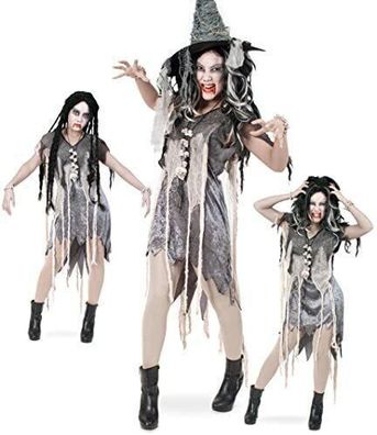 narrenwelt Zombie Kleid Halloween Damen Kleid 1tlg. Pannesamt Kostüm Horror