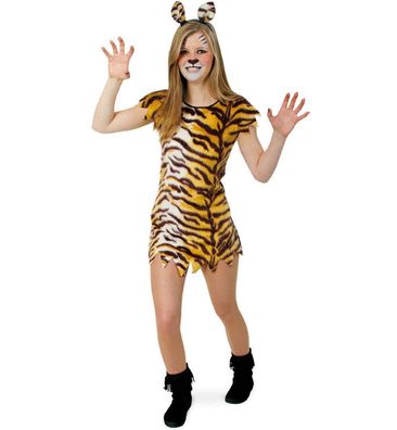 narrenwelt Tiger Kleid Little Tisha Tier PLÜSCH Kinder-Kostüm Fasching 140 - 164