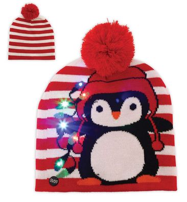 narrenwelt Weihnachtsmütze blinkend StrickmützenMotiv Pinguin Nikolaus Mütze