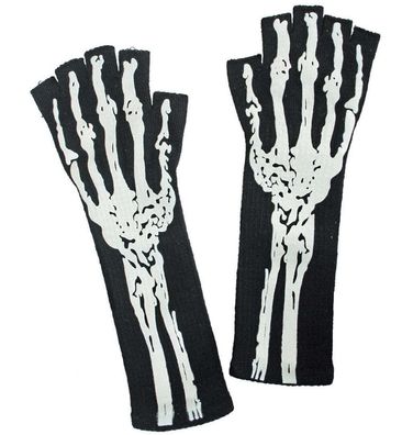 narrenwelt Skelett - Handschuh Skeletthandschuh lang Halloween Zombie Horror