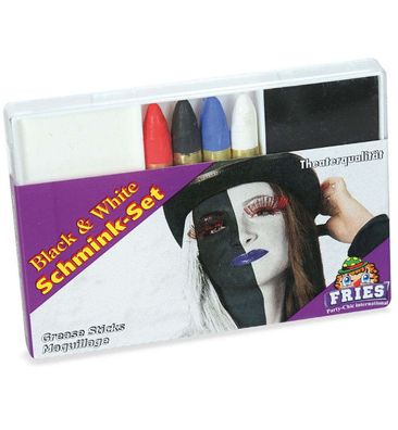 narrenwelt Schminkset Black & White 6tlg. Pierrot Set Schminke Make-up SALE
