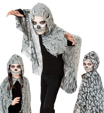 narrenwelt Kostüm Geist Wendecape Kapuze Ghost Kinder Umhang Halloween Gespenst