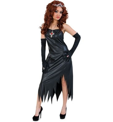 narrenwelt Kostüm Midnight Lady Damen Kleid Vamp Damenkostüm Halloween Karneval