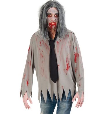 narrenwelt Zombie Hemd + Krawatte Halloween Horror Kostüm für Erwachsene L + XXL
