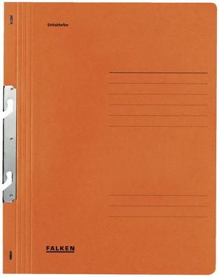 Falken 80000870 Einhakhefter A4 1/1 Vorderdeckel kfm. Heftung, orange, Manilakarto