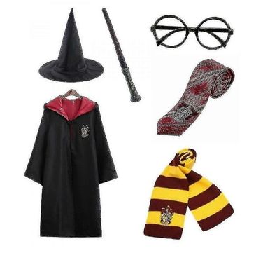 Harry Potter 6-teiliges Set Zauberer-Cosplay-Kostüm für Kostüm