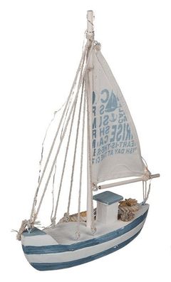 Maritim Deko Standmodell Segelschiff Holzschiff Fischerboot 28x21 cm Beleuchtung