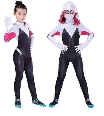 4-10 Jahre Kinder Mädchen Spider Gwen mit Maske Cosplay Jumpsuit Kostüm