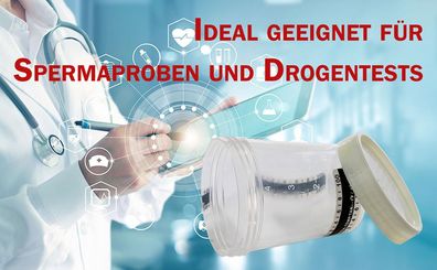 5 x Steriler Urinbecher/ Probenbecher Schraubverschluss 120 ml mit Temperaturanzeige