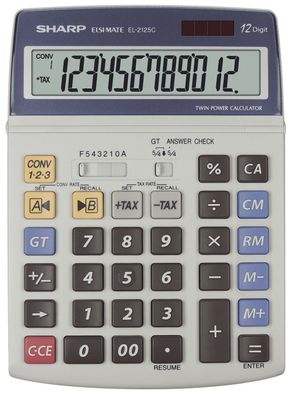 SHARP Tischrechner EL-2125 C, Solar-/ Batteriebetrieb