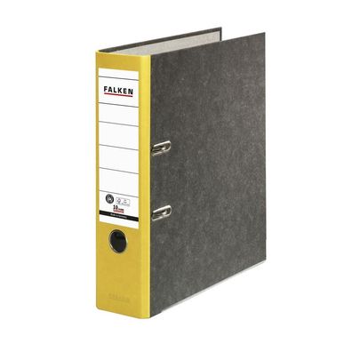 Falken 80024813 Recycling-Wolkenmarmor-Ordner A4, gelber Rücken 80mm