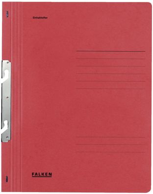 Falken 80004054 Einhakhefter A4 1/1 Vorderdeckel kfm. Heftung, rot, Manilakarton,