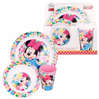 Geschirr-Frühstück-Set | Minnie Mouse | Teller, Schüssel & Becher