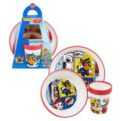 Geschirr-Set Rutschfest 3-teilig | Paw Patrol | Teller Schüssel Becher