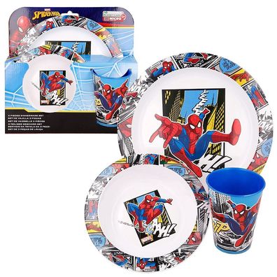 3-teiliges Geschirr-Set | Marvel Spiderman | Teller, Schüssel & Becher