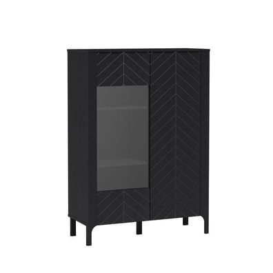 BETTSO-Zweitürige Vitrine LUMI Schwarz für das Wohnzimmer