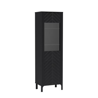 BETTSO-Schmale Vitrine LUMI Schwarz für das Wohnzimmer