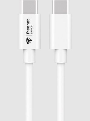 freenet Basics USB-C zu USB-C Schnell Lade Daten Kabel 1,5 m 60 W weiß