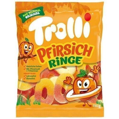 Trolli Pfirsich Ringe Gummibärchen 150 g - Fruchtige Süßigkeit aus Deutschland