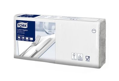 Tork Lunchserviette,2lg.,33x33cm, weiß, 1/4Falz, 10x200 St/Krt