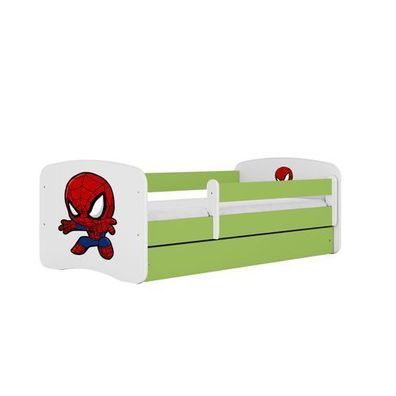 Kinderbett Spiderman mit Schublade Grün 140/70 | Jugendbett