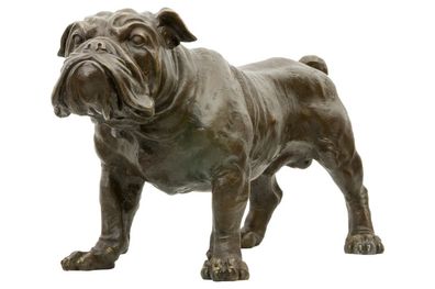 Bronzeskulptur Hund Bulldogge im Antik-Stil Bronze Figur Statue 55cm