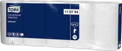 Tork Universal Toilettenpapier, Kleinrolle, 2lg, 13x9,5cm, weiß, 250 Bl., 7x10 Ro/Pk