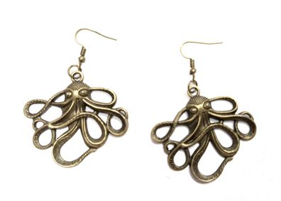 Oktopus Tintenfisch Ohrringe Miniblings Krake Meer Kraken Fisch Ozean Bronze
