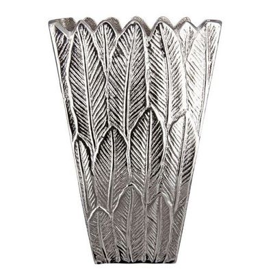 Aluminium Vase "Feder", von Gilde Handwerk, H 26,5cm, silberfarben