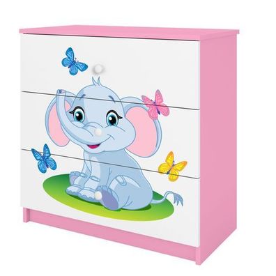 Kommode mit Schubladen Elefant in der Farbe Rosa Babydreams