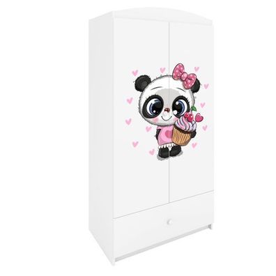 Kinderkleiderschrank Babydreams Drehtürenschrank Kleiderschrank Panda Weiß