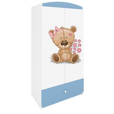 Kinderkleiderschrank Babydreams Drehtürenschrank Kleiderschrank Teddybär II Blau