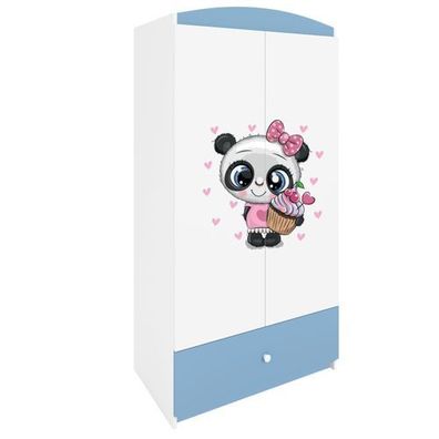 Kinderkleiderschrank Babydreams Drehtürenschrank Kleiderschrank Panda Blau