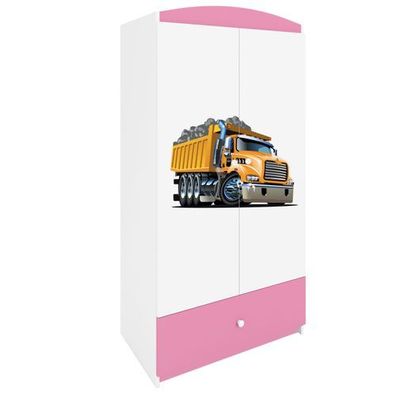 Kinderkleiderschrank Babydreams Drehtürenschrank Kleiderschrank Lastwagen Hellrosa