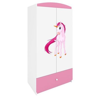 Kinderkleiderschrank Babydreams Drehtürenschrank Kleiderschrank Einhorn Hellrosa