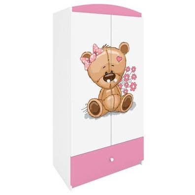 Kinderkleiderschrank Babydreams Drehtürenschrank Kleiderschrank Teddybär II Hellrosa