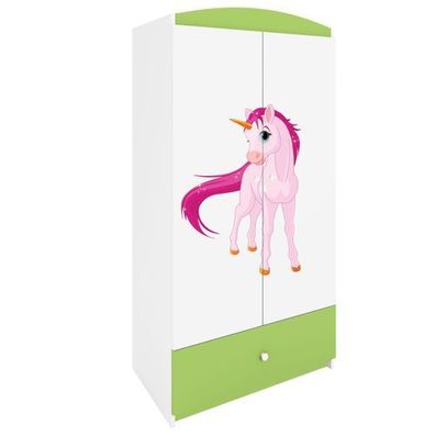 Kinderkleiderschrank Babydreams Drehtürenschrank Kleiderschrank Einhorn Grün