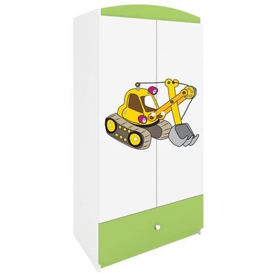 Kinderkleiderschrank Babydreams Drehtürenschrank Kleiderschrank Excavator Grün