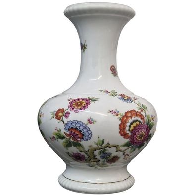 große Porzellan Blumenpracht Vase Bareuther Waldsassen handbemalt gemustert 33 cm