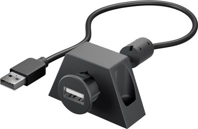 Goobay USB 2.0 Hi-Speed Verlängerungskabel mit Montagehalterung, Schwarz, 2 m