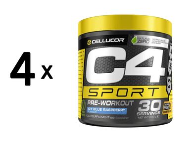 4 x Cellucor C4 Sport (30 Serv) Icy Blue Raspberry