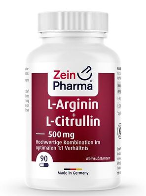 L-Arginine + L-Citrulline, 500mg - 90 caps