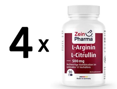 4 x L-Arginine + L-Citrulline, 500mg - 90 caps